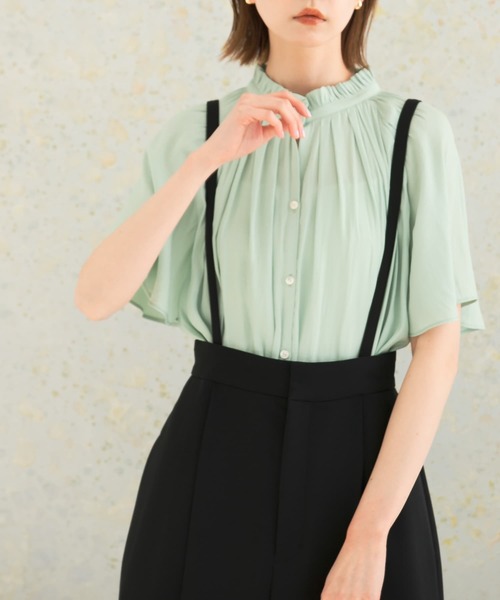 URBAN RESEARCH ROSSO WOMEN（アーバンリサーチ　ロッソ）の「フリルカラーギャザーブラウス（シャツ/ブラウス・レディース・ホワイト/チャコールグレー/ミント・FREE）」の15枚目の写真