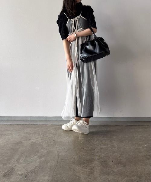 t a r o s u（タロス）の「high neck pleats onepiece/ハイネックプリーツワンピース（ワンピース・レディース・ベージュ/ブラック・FREE）」の22枚目の写真