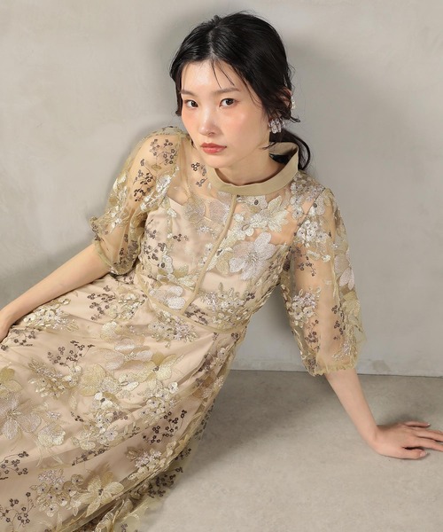 期間限定お買い得商品 |  通販 シック お呼ばれ 結婚式 ドレス パーティー フラワー刺繍 スーツ・フォーマル・ドレス