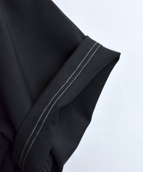 Starting Over（スターティングオーバー）の「oversize half zip stitching shirt/オーバーサイズ ハーフジップ ステッチング シャツ/ストレッチ 半袖シャツ（シャツ/ブラウス・メンズ・チャコール/カーキ/ブラック・XL/L/M）」の9枚目の写真