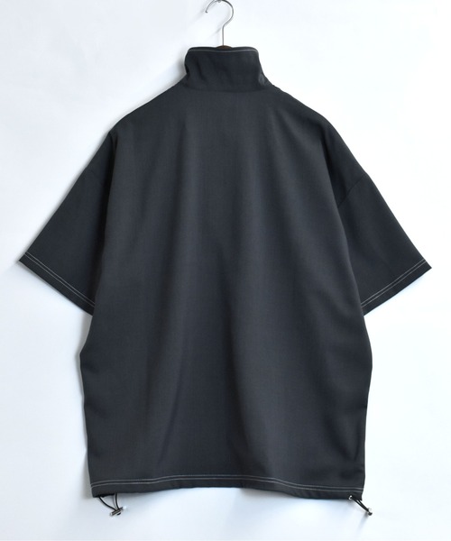 Starting Over（スターティングオーバー）の「oversize half zip stitching shirt/オーバーサイズ ハーフジップ ステッチング シャツ/ストレッチ 半袖シャツ（シャツ/ブラウス・メンズ・チャコール/カーキ/ブラック・XL/L/M）」の4枚目の写真