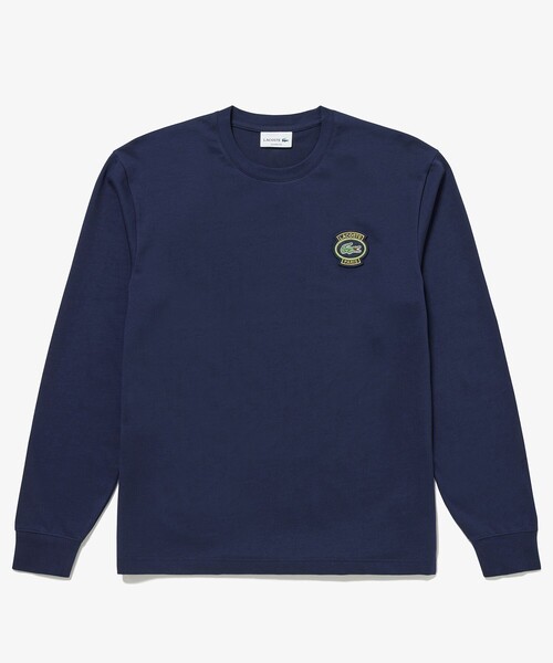 LACOSTE（ラコステ）の「ヘビーウェイトエンブレムワッペン長袖Tシャツ（Tシャツ/カットソー・メンズ・ホワイト/ネイビー/ライトブルー・4/3/5/2）」の3枚目の写真