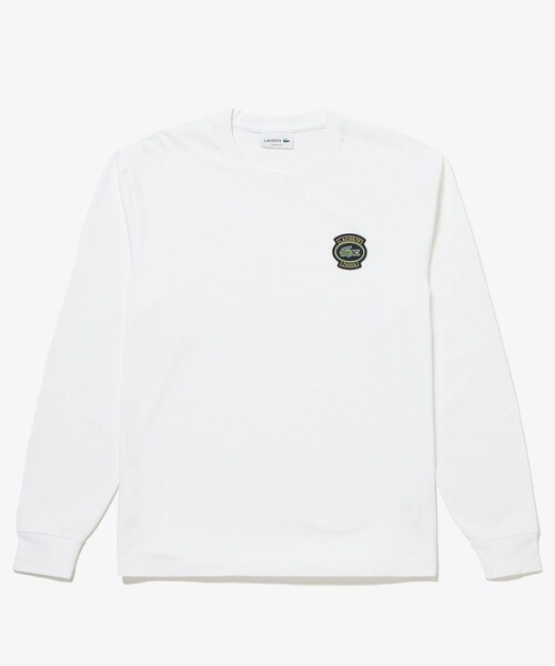 LACOSTE（ラコステ）の「ヘビーウェイトエンブレムワッペン長袖Tシャツ（Tシャツ/カットソー・メンズ・ホワイト/ネイビー/ライトブルー・4/3/5/2）」の2枚目の写真