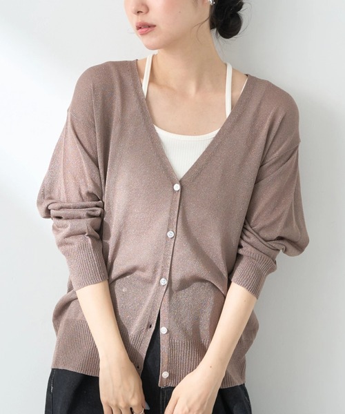 セール】ラメ入りニットカーディガン（カーディガン/ボレロ）｜earth