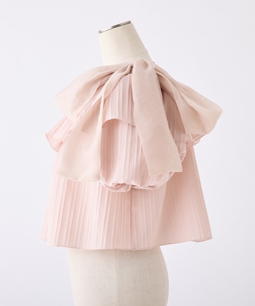 one after another NICE CLAUP(ワンアフターアナザーナイスクラップ)の「肩リボンブラウス(シャツ/ブラウス・レディース・チャコールグレー/ピンク/アイボリー/ホワイト×ブラック・FREE)」の8枚目の写真