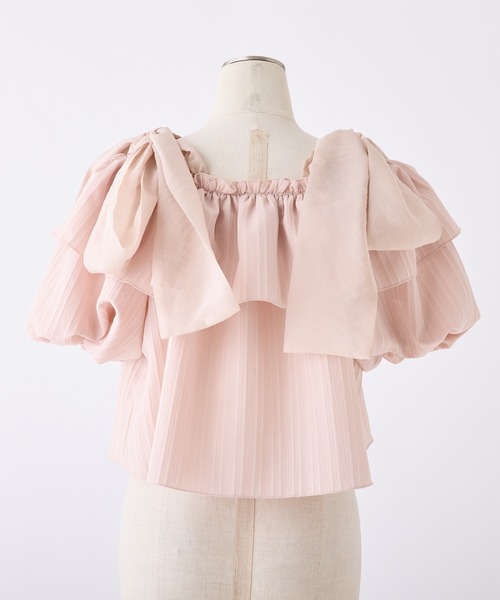 one after another NICE CLAUP(ワンアフターアナザーナイスクラップ)の「肩リボンブラウス(シャツ/ブラウス・レディース・チャコールグレー/ピンク/アイボリー/ホワイト×ブラック・FREE)」の9枚目の写真