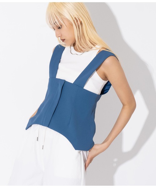 Settimissimo（セッティミッシモ）の「カーブヘムビスチェ（Tシャツ/カットソー・レディース・ブラック/ブルー・FREE）」の13枚目の写真