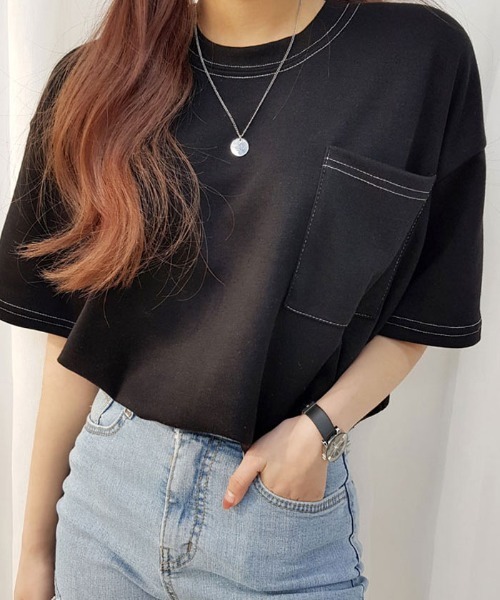 VIVID LADY(ビビッドレディー)の「トップス レディース 半袖(Tシャツ/カットソー・レディース・パープル/ブラック/ピンク/グレー/グリーン/アイボリー/グリーン系その他・FREE)」の3枚目の写真