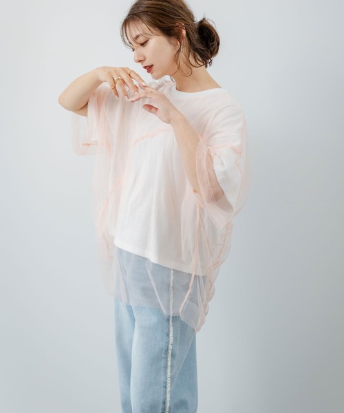 チュールレイヤードTシャツ（Tシャツ/カットソー）｜rectangle