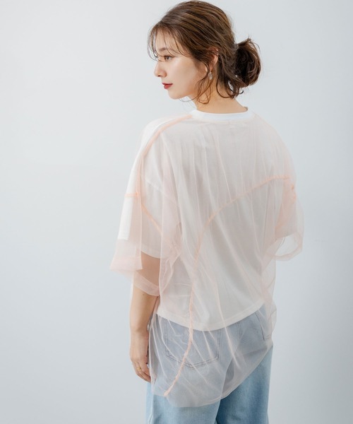チュールレイヤードTシャツ（Tシャツ/カットソー）｜rectangle