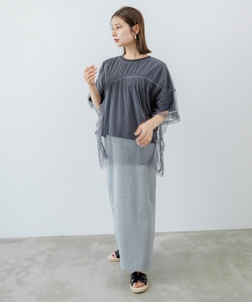 チュールレイヤードTシャツ（Tシャツ/カットソー）｜rectangle