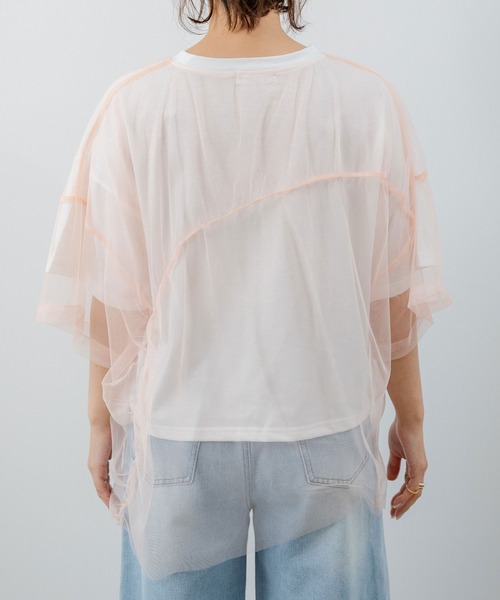 rectangle(レクタングル)の「チュールレイヤードTシャツ(Tシャツ/カットソー・レディース・サックスブルー系/ブラック系/ピンク系・FREE)」の22枚目の写真