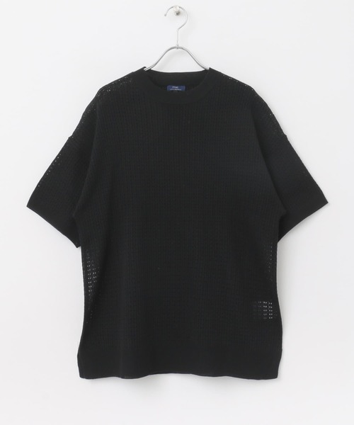 ITEMS URBANRESEARCH（アイテムズ アーバンリサーチ）の「メッシュニット クルーネック 半袖Tops（ニット/セーター・メンズ・ブラック/ホワイト・MEDIUM/LARGE）」の15枚目の写真