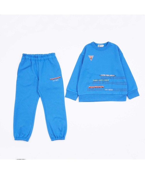 【セール】電車刺しゅうミニ裏毛上下セット(80～120)（セットアップ）｜KP BOY（ケーピーボーイ）