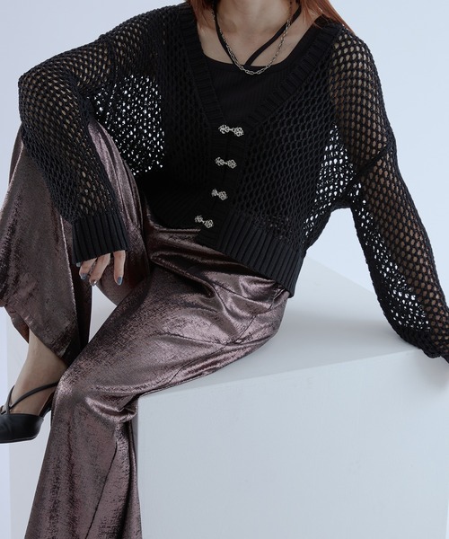 Ellno de Mavie（エルノデメヴィ）の「チャイナボタンメッシュカーディガン（カーディガン/ボレロ・レディース・ブルー/ブラック・FREE）」の10枚目の写真