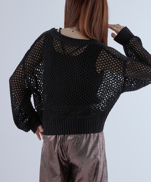 Ellno de Mavie（エルノデメヴィ）の「チャイナボタンメッシュカーディガン（カーディガン/ボレロ・レディース・ブルー/ブラック・FREE）」の8枚目の写真