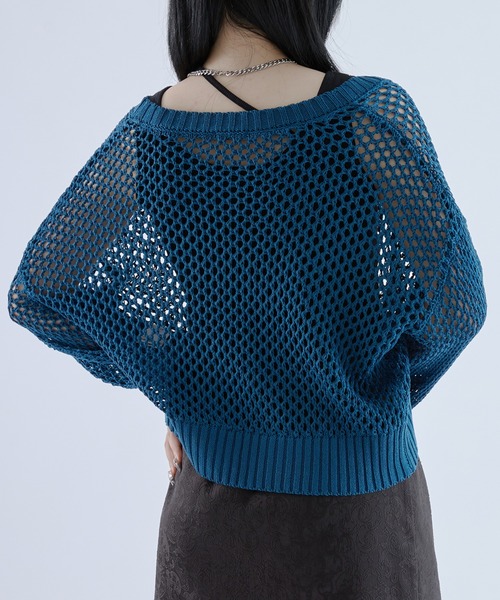 Ellno de Mavie（エルノデメヴィ）の「チャイナボタンメッシュカーディガン（カーディガン/ボレロ・レディース・ブルー/ブラック・FREE）」の21枚目の写真