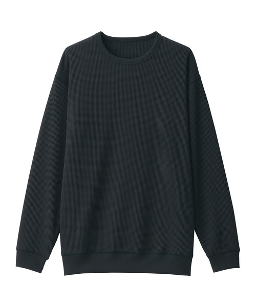 無印良品（ムジルシリョウヒン）の「〔MUJI WALKER〕紳士　ＵＶカット乾きやすいワッフル長袖Ｔシャツ（Tシャツ/カットソー・メンズ・オフホワイト/ブラック・XL/L/M/S）」の17枚目の写真