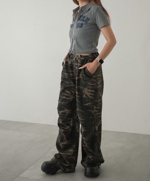dispark（ディスパーク）の「DISPARK/カモフラワイドカーゴパンツ（カーゴパンツ・レディース・カーキ・FREE）」の2枚目の写真