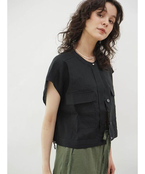 FIKA.(フィーカ)の「Linen short vest(シャツ/ブラウス・レディース・サンドベージュ/チャコール/オリーブ・MEDIUM)」の20枚目の写真