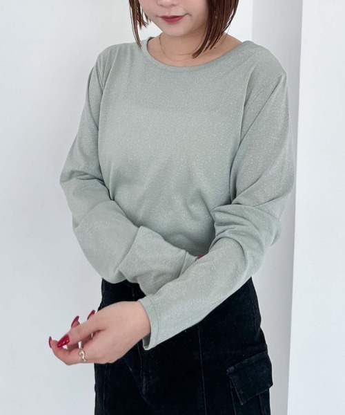 archives(アルシーヴ)の「ラメシアーTOPS(Tシャツ/カットソー・レディース・ミント/グレー/ブラック・MEDIUM)」の3枚目の写真