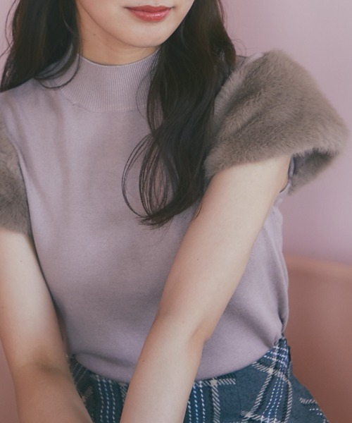 トッコクローゼット tocco closet ファースリーブ切り替えニット