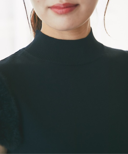 tocco closet(トッコ クローゼット)の「ファースリーブ切り替えニットプルオーバー(ニット/セーター・レディース・ピンク/アイボリー/ブラック・M)」の7枚目の写真