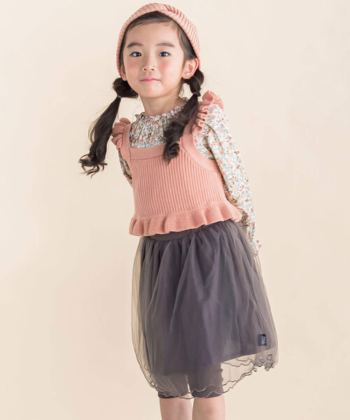 Noeil aime BeBe(ノイユエイムベベ)の「ヘアバンド付ニットベスト(90~130cm)(ベスト・キッズ・イエロー/ピンク・90cm/100cm/110cm/120cm/130cm)」の3枚目の写真