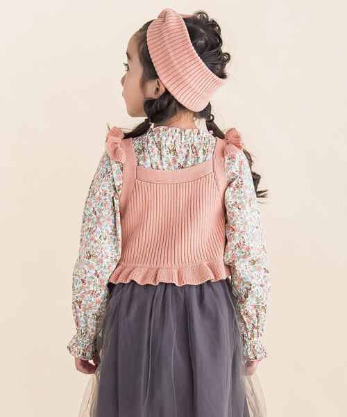 Noeil aime BeBe(ノイユエイムベベ)の「ヘアバンド付ニットベスト(90~130cm)(ベスト・キッズ・イエロー/ピンク・90cm/100cm/110cm/120cm/130cm)」の4枚目の写真