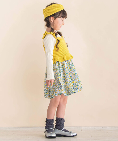 Noeil aime BeBe(ノイユエイムベベ)の「ヘアバンド付ニットベスト(90~130cm)(ベスト・キッズ・イエロー/ピンク・90cm/100cm/110cm/120cm/130cm)」の6枚目の写真