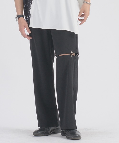 REGIEVO(レジエボ)の「【REGIEVO】 リング付きワイドスラックス イージーパンツ(スラックス・メンズ・グレー/ブラック・LARGE/MEDIUM)」の4枚目の写真