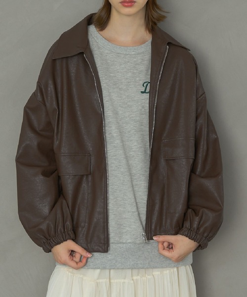 RETRO GIRL(レトロガール)の「裾ドロストFレザーJK(その他アウター・レディース・ライトグレー/ブラウン/ブラック・FREE)」の3枚目の写真