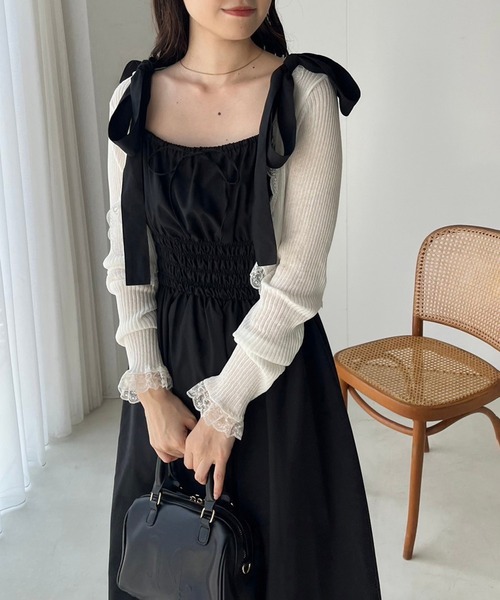 one after another NICE CLAUP（ワンアフターアナザーナイスクラップ）の「【WEB限定商品】リボンシャーリングキャミワンピース（ワンピース・レディース・ベージュ系その他/ブラック/ブラウン系その他/ピンク系その他・SMALL/MEDIUM）」の21枚目の写真