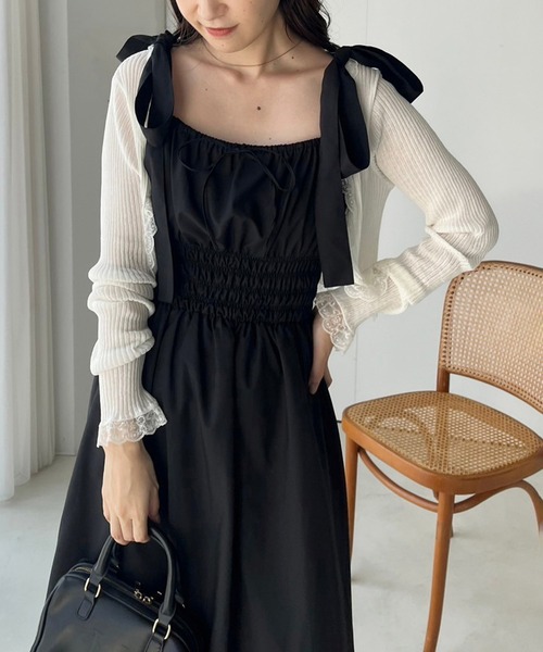 one after another NICE CLAUP（ワンアフターアナザーナイスクラップ）の「【WEB限定商品】リボンシャーリングキャミワンピース（ワンピース・レディース・ベージュ系その他/ブラック/ブラウン系その他/ピンク系その他・SMALL/MEDIUM）」の22枚目の写真