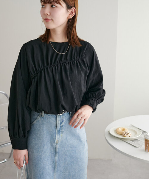 【deres】cotton drape blouse Discoat（ディスコート） ブラウス シャツ ギャザー裾ドロストブラウス