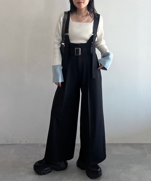 PAGEBOY（ページボーイ）の「サスツキワイドタックパンツ（スラックス・レディース・ブラック/モカ・FREE）」の4枚目の写真