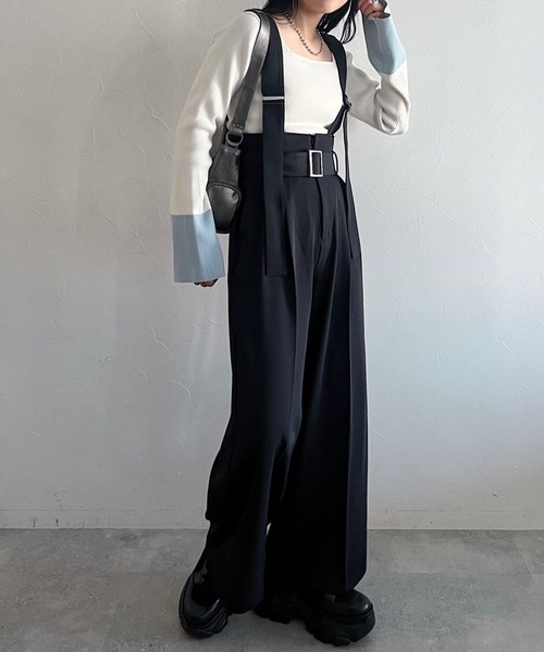 PAGEBOY（ページボーイ）の「サスツキワイドタックパンツ（スラックス・レディース・ブラック/モカ・FREE）」の6枚目の写真