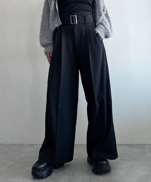 PAGEBOY（ページボーイ）の「サスツキワイドタックパンツ（スラックス・レディース・ブラック/モカ・FREE）」の7枚目の写真