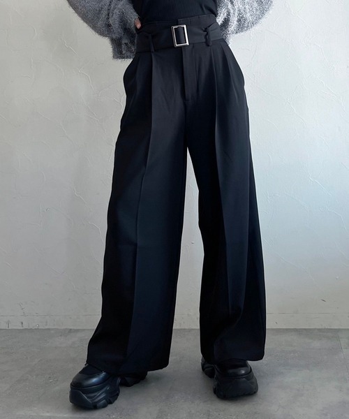 PAGEBOY（ページボーイ）の「サスツキワイドタックパンツ（スラックス・レディース・ブラック/モカ・FREE）」の8枚目の写真