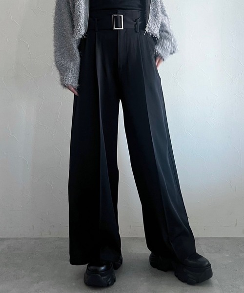 PAGEBOY（ページボーイ）の「サスツキワイドタックパンツ（スラックス・レディース・ブラック/モカ・FREE）」の9枚目の写真