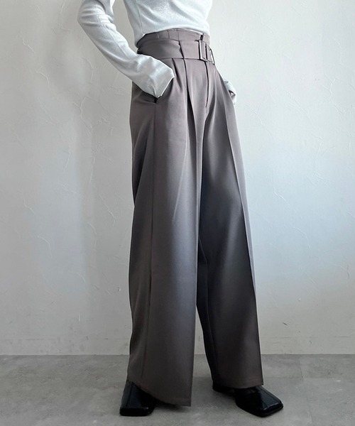 PAGEBOY（ページボーイ）の「サスツキワイドタックパンツ（スラックス・レディース・ブラック/モカ・FREE）」の12枚目の写真