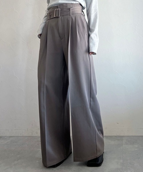 PAGEBOY（ページボーイ）の「サスツキワイドタックパンツ（スラックス・レディース・ブラック/モカ・FREE）」の13枚目の写真