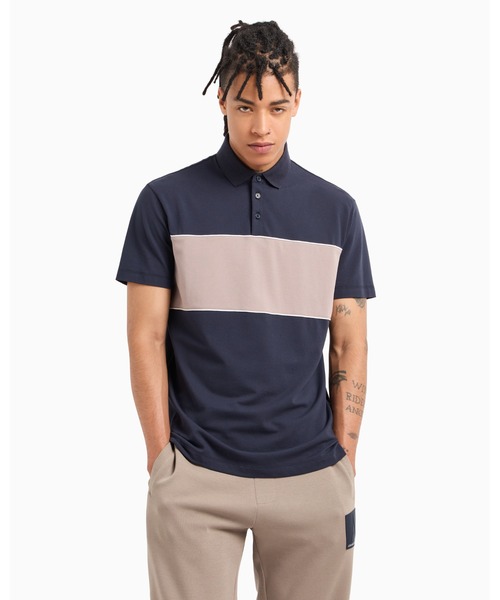 H809◾️アルマーニコレツォーニ　半衿シャツカラーカットソー　ストレッチ The Deco Polo – Cathcart