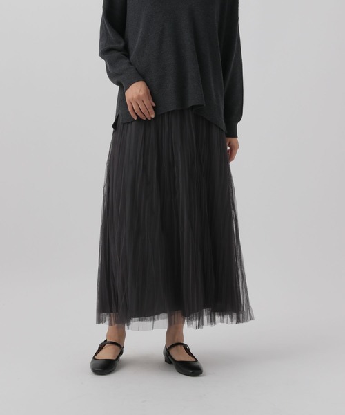 Elura（エルーラ）の「チュールフレアスカート/143179（スカート・レディース・チャコールグレー/ダークブラウン/ライトグレー/ネイビー/ブラック・FREE/FREE(S)）」の3枚目の写真
