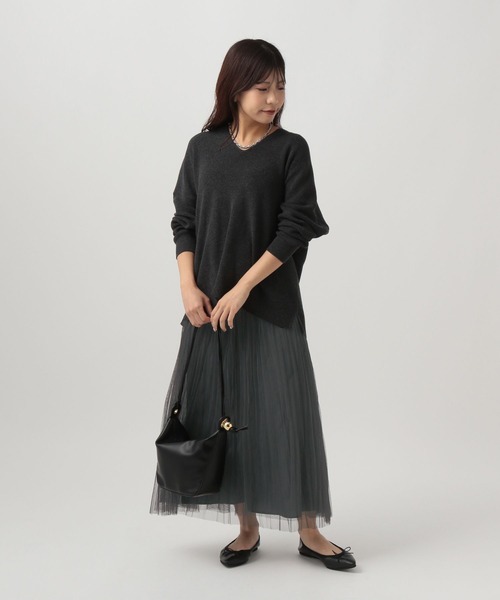 Elura（エルーラ）の「チュールフレアスカート/143179（スカート・レディース・チャコールグレー/ダークブラウン/ライトグレー/ネイビー/ブラック・FREE/FREE(S)）」の6枚目の写真