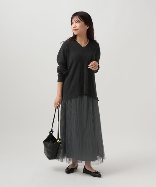 Elura（エルーラ）の「チュールフレアスカート/143179（スカート・レディース・チャコールグレー/ダークブラウン/ライトグレー/ネイビー/ブラック・FREE/FREE(S)）」の7枚目の写真