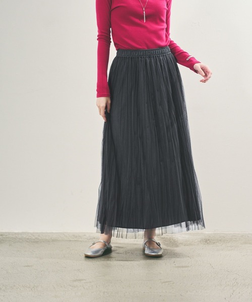 Elura（エルーラ）の「チュールフレアスカート/143179（スカート・レディース・チャコールグレー/ダークブラウン/ライトグレー/ネイビー/ブラック・FREE/FREE(S)）」の20枚目の写真