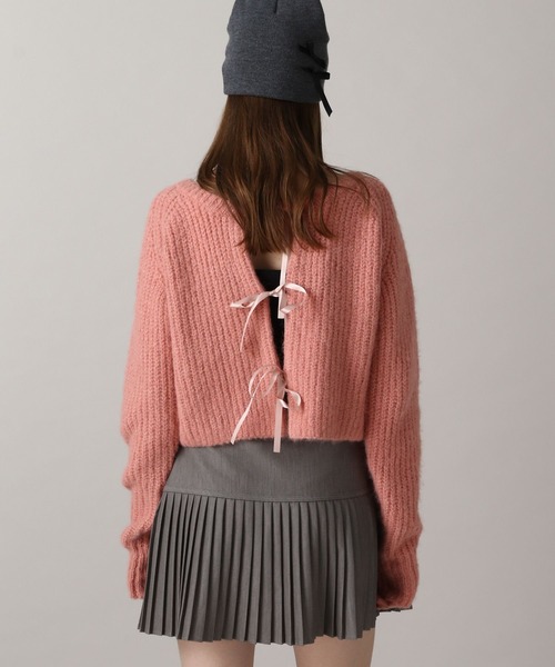 FOREVER 21（フォーエバー トゥエンティーワン）の「【2024FW】2WAYフロントリボンニットカーデ（カーディガン/ボレロ・レディース・ピンク/グレー/ナチュラル・FREE）」の7枚目の写真