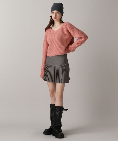 FOREVER 21（フォーエバー トゥエンティーワン）の「【2024FW】2WAYフロントリボンニットカーデ（カーディガン/ボレロ・レディース・ピンク/グレー/ナチュラル・FREE）」の4枚目の写真