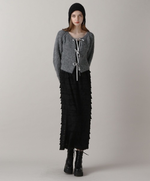 FOREVER 21（フォーエバー トゥエンティーワン）の「【2024FW】2WAYフロントリボンニットカーデ（カーディガン/ボレロ・レディース・ピンク/グレー/ナチュラル・FREE）」の8枚目の写真